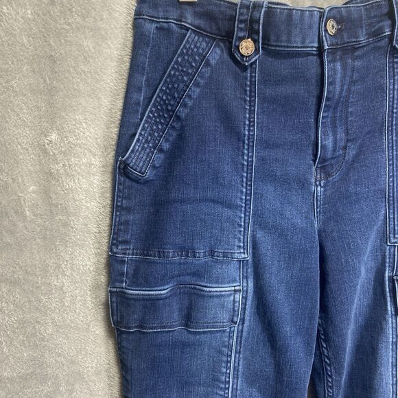 WHBM Jeans Sz 14 Extra High Rise Cargo Wide Leg Relaxed Fit Soft Trouser - Picture 3 of 14